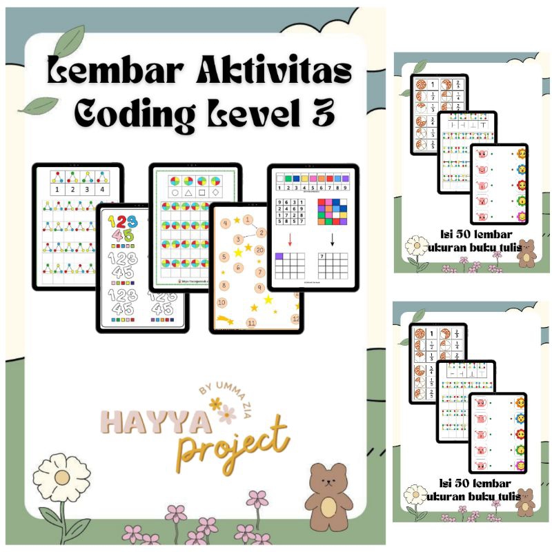 HAYYA PROJECT - CODING ACTIVITY SHEET LEVEL 1 2 3 CHILDREN PAUD TK SD ...