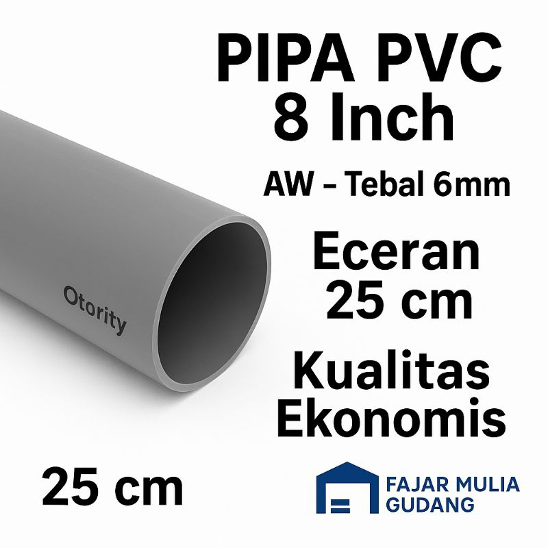 8 Inch AW Authority Gray PVC Pipe| Retail 25cm | Thickness + 6mm ...