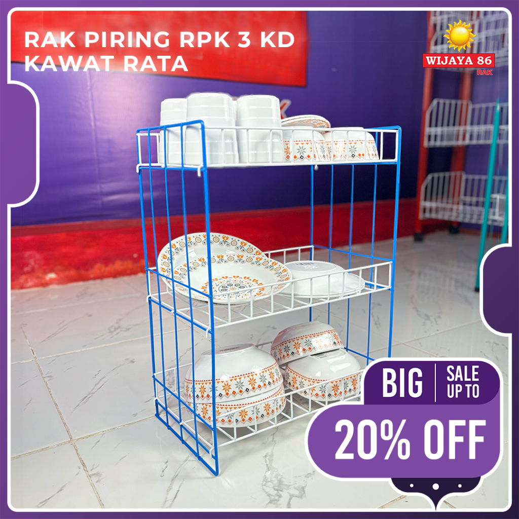 DISH RACK SINKS RPK 3 KD FLAT WIRE | 3 Stack Plate Rack| 3 tier plate ...