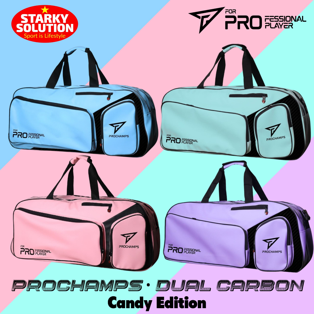 PROCHAMPS DUAL CARBON CANDY EDITION Racket Bag Badminton Padel ...