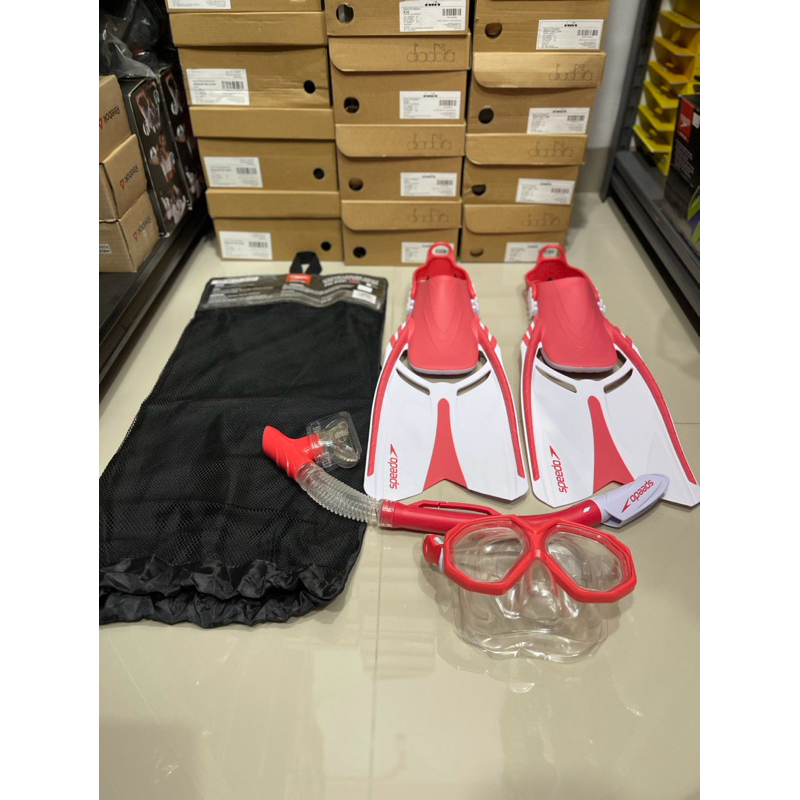 SPEEDO LEISURE ADULT DUAL LENSES AND FINS SET SNORKLING TOOLS SPEEDO ...