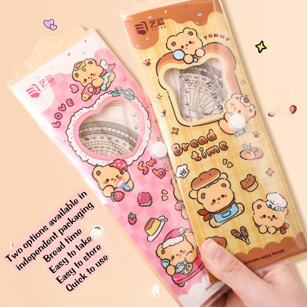 BEAR BUTTER CAPYBARA SET RULER PLASTIC RULER 1 SET 4in1 TRANSPARENT ...