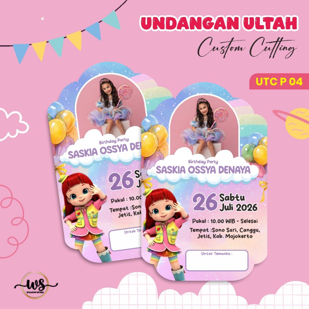CUSTOM CHILDREN'S BIRTHDAY INVITATION - BIRTHDAY INVITATION UNIQUE ART ...