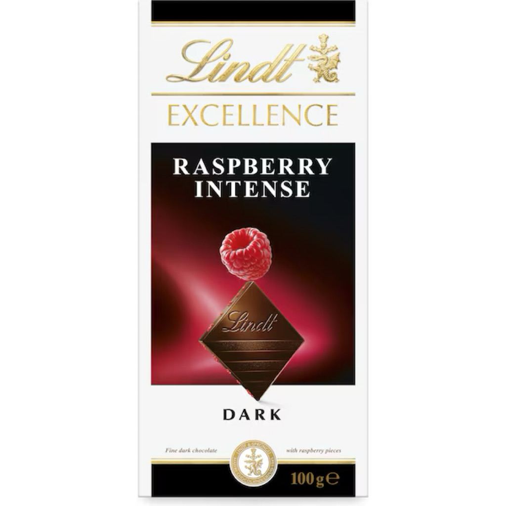 Lindt Excellence Raspberry Intense Dark Chocolate Block 100g ...
