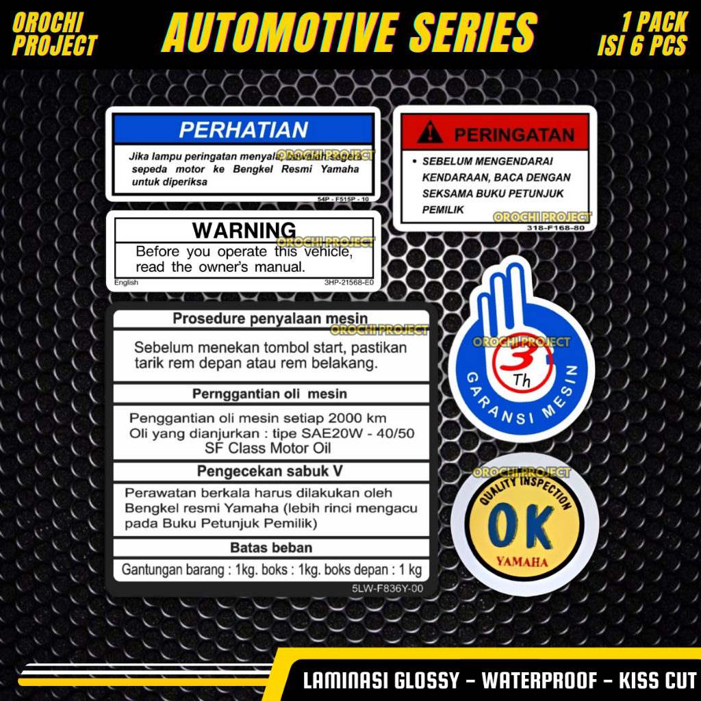 UNIVERSAL WARNING PACK Bundling Sticker for MOTORCYCLES & CARS Holo ...