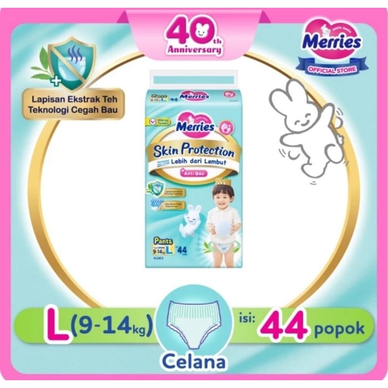 Merries Skin Protection L44 - Baby Diaper Pants ( 9-14kg) | Shopee ...