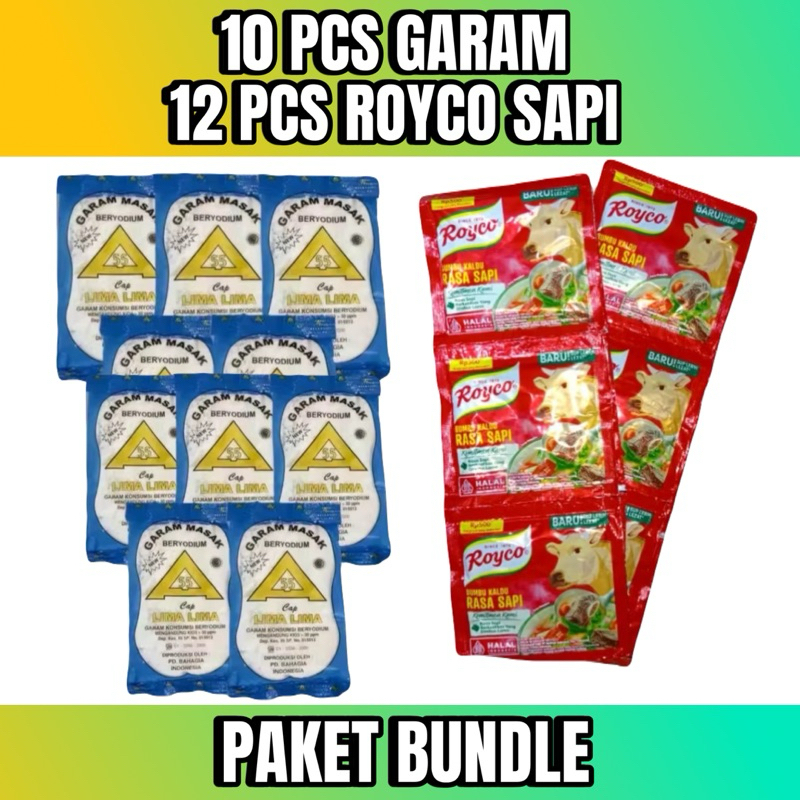 Bundle Package of 10 Packs of 100gr Salt + 12 Sachets of Royco Beef 8gr ...