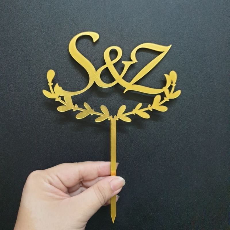 Acrylic Cake topper Initial Name Wedding Custom Acrylic Cake topper ...