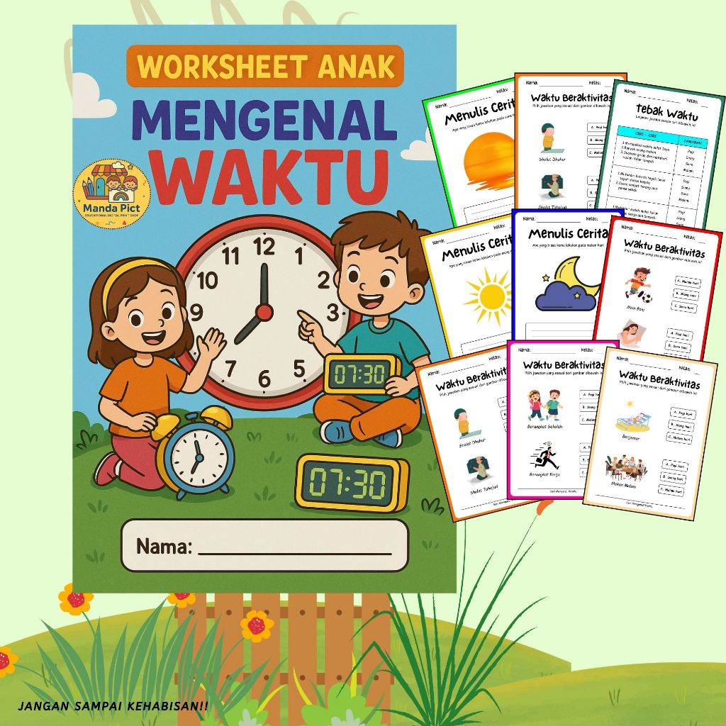Educational Worksheet for Children Knowing Time Practice Sheet | Shopee ...