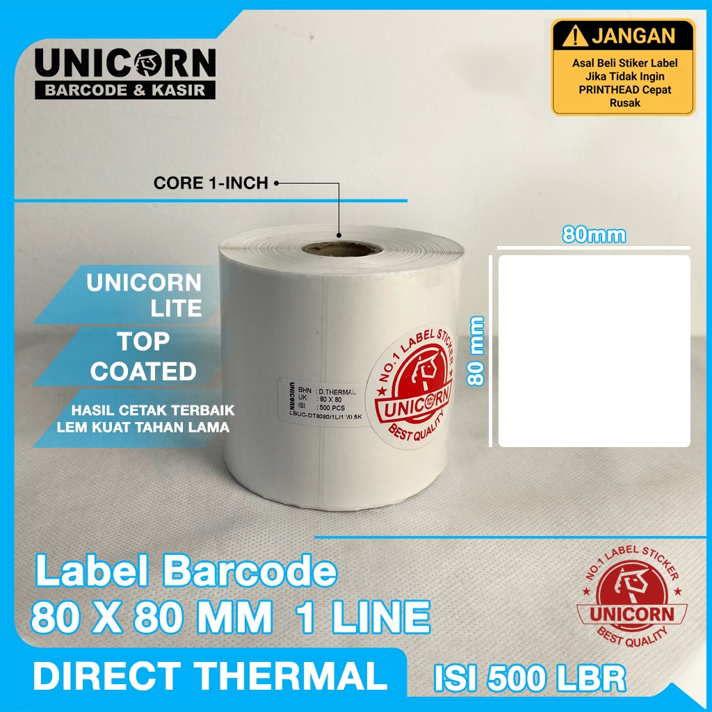 Thermal Label Barcode Receipt Sticker Paper - 80x80 / 80 x 80 mm ...