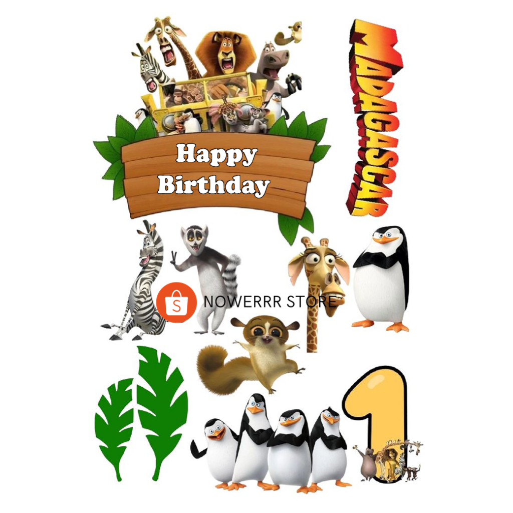 MADAGASCAR CAKE TOPPER FREE CUSTOM NAME | BIRTHDAY CAKE DECORATIONS ...