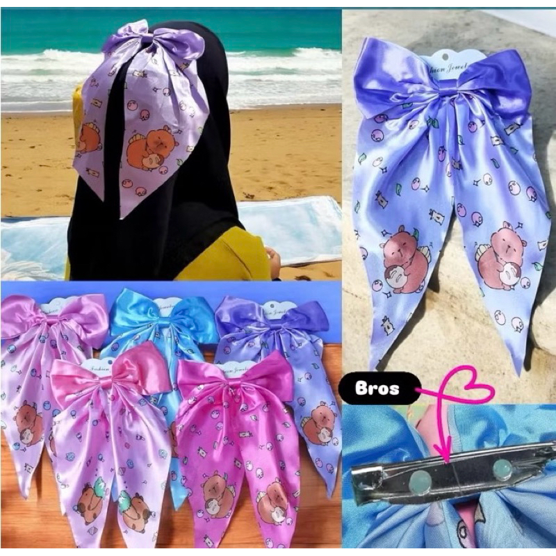 Long Hijab Ribbon Brooch Ribbon Clip Uk 15cmX30cm Cute Motif – Capybara ...