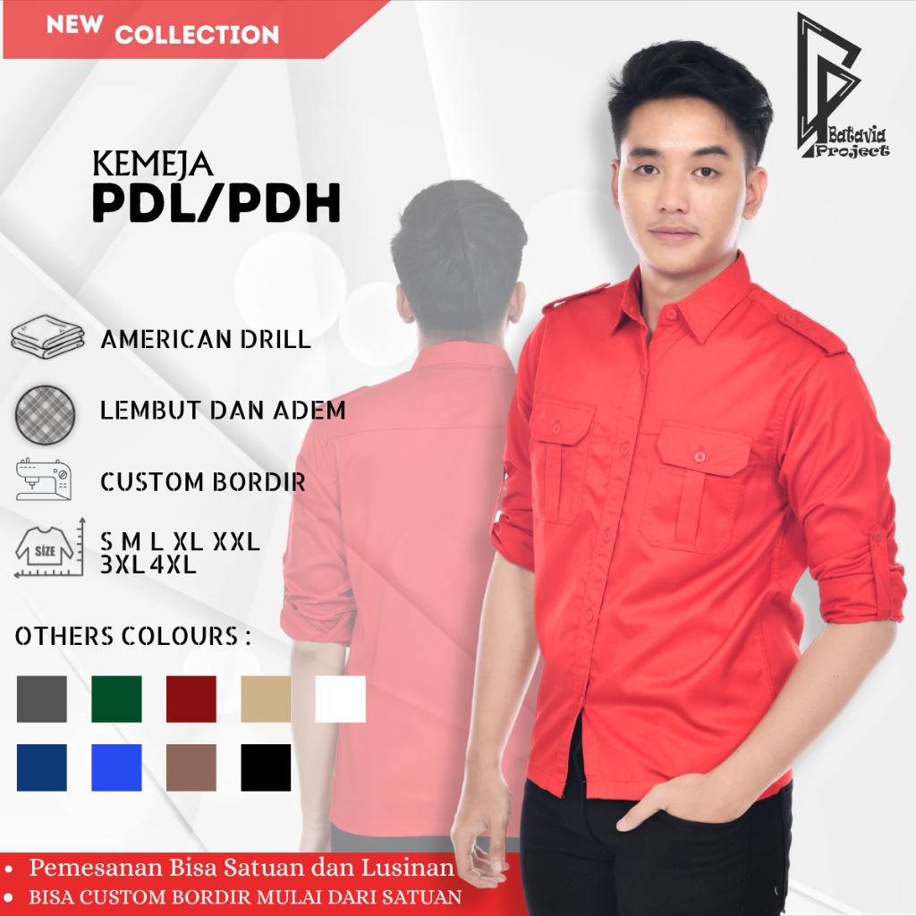 KEMEJA MERAH Long Sleeve PDL PDH Shirt - Premium Men's and Women's ...
