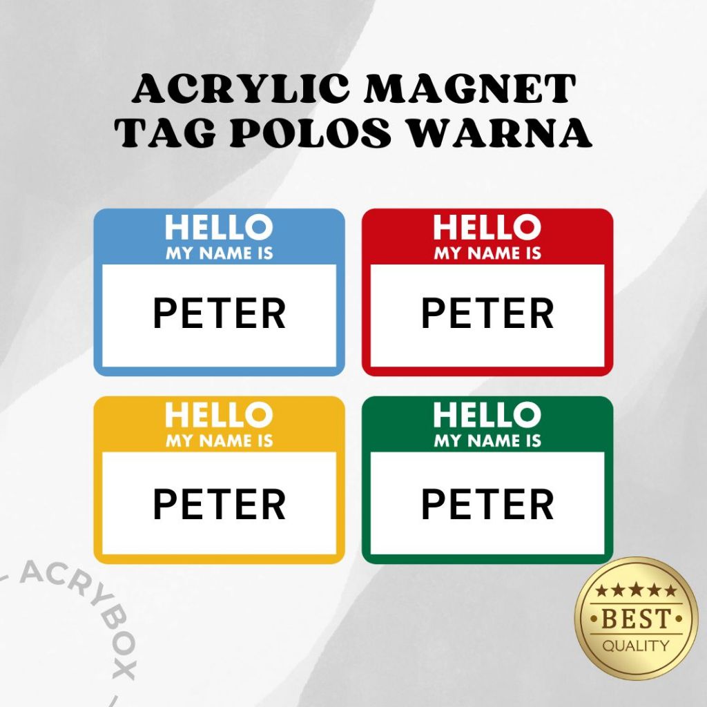 Plain Color Acrylic Magnet Name Tag | Plain Color Acrylic Magnet Name ...