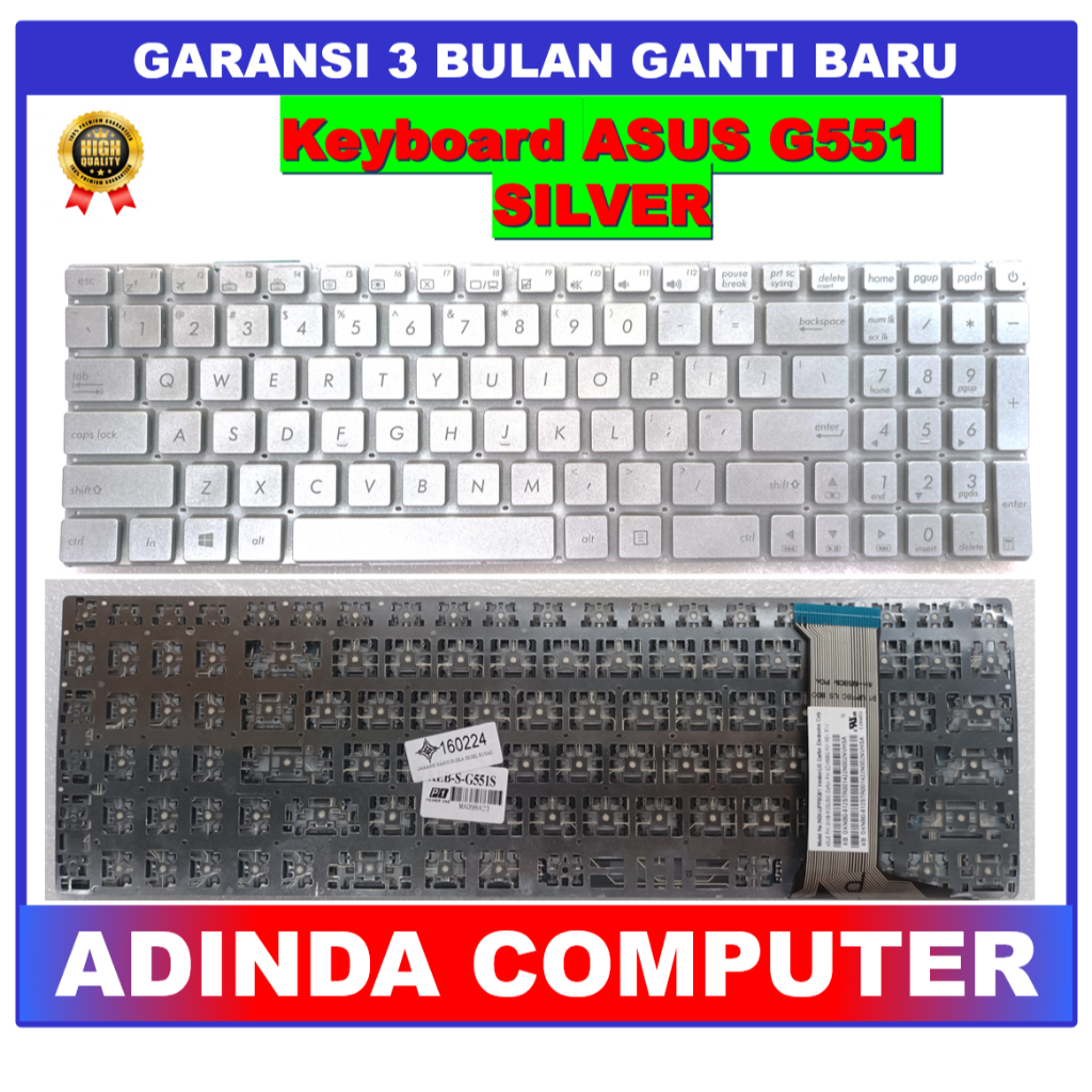 Asus G551 G552 GL552VW G741 G58 Silver NON BACKLIGHT Keyboard | Shopee ...