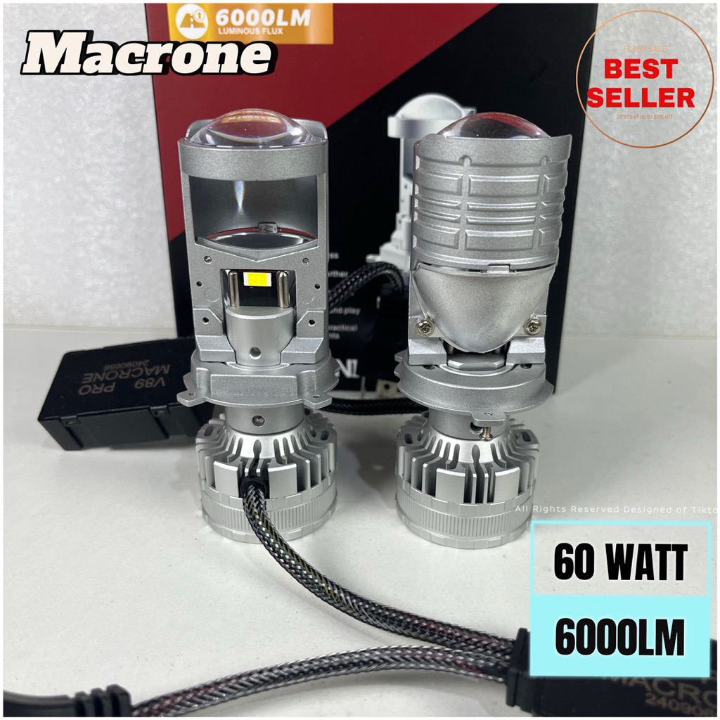 Honda Freed H4 Macrone V89PRO 60W 6000LM mini projector led Light 1 ...