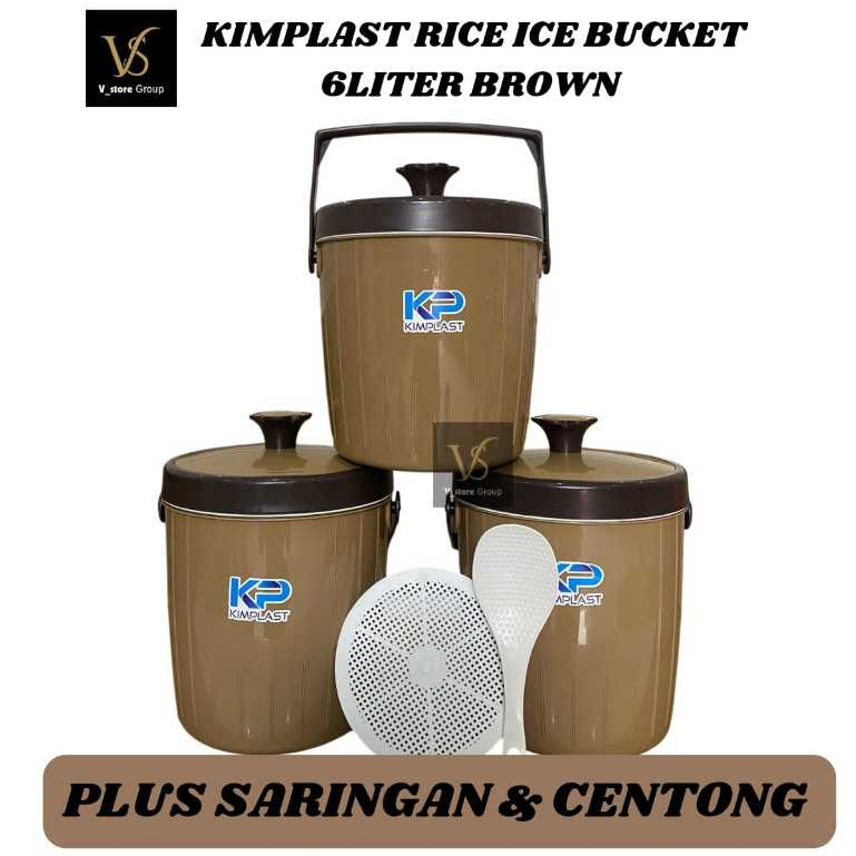 TERMOS KIMPLAST RICE ICE BUCKET BROWN PLUS STRAIN AND LADDER 6Lt RICE ...