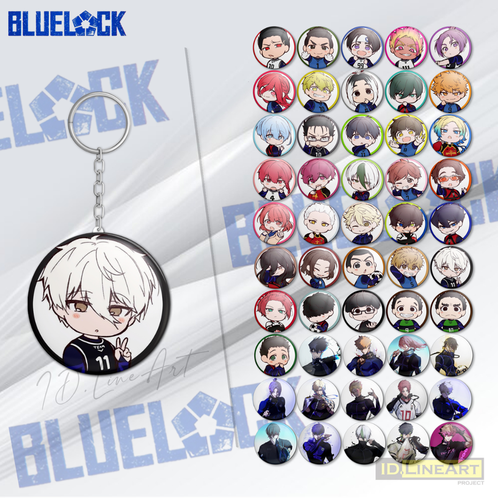GANTUNGAN [LINEART] Blue LOCK Keychain Keychain Pin Holder Size 44mm ...