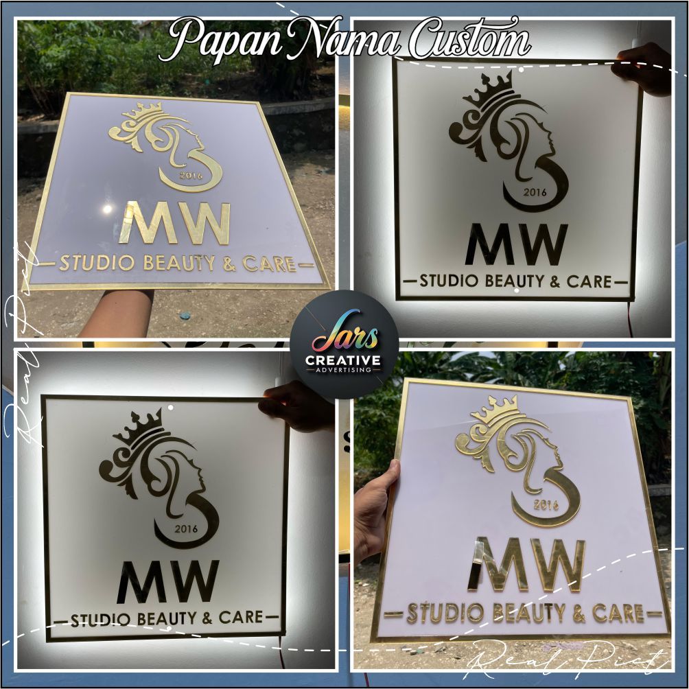 Premium Gold Acrylic Shop Nameplate Salon Logo Custom 3D Embossed ...
