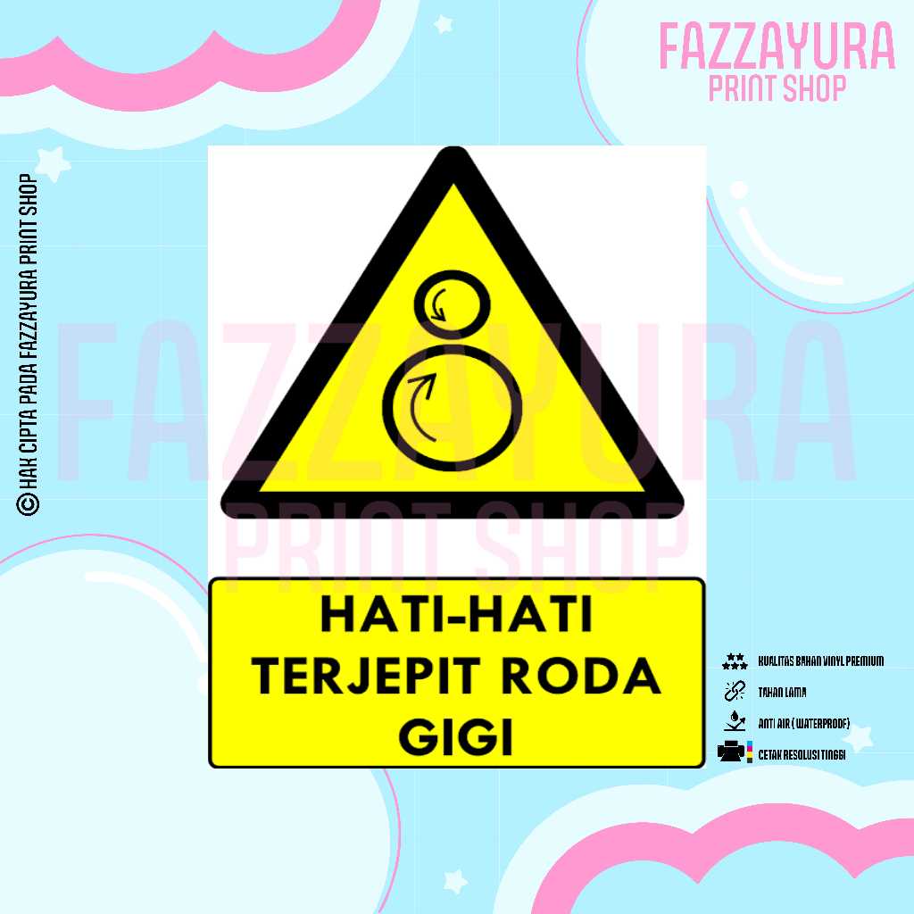 SAFETY SIGN STICKER RAMBU K3 & HEART GRAHAING - BEWARE OF DENTAL WHEEL ...