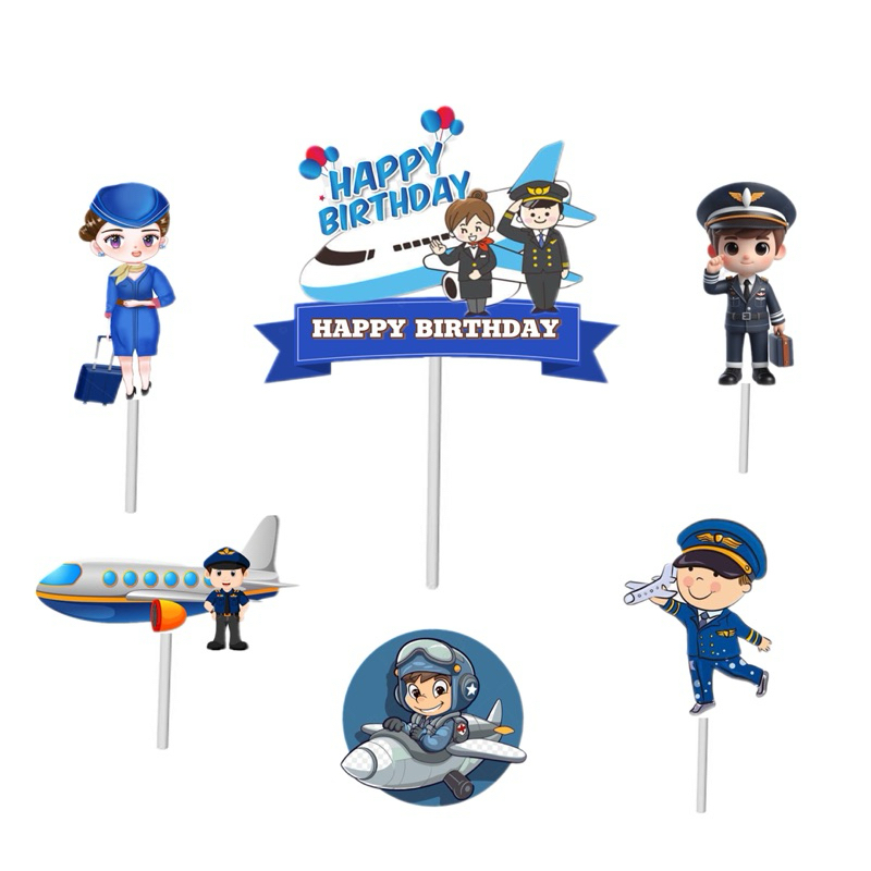 Pilot birthday cake topper/full stick topper/birthday cake topper ...