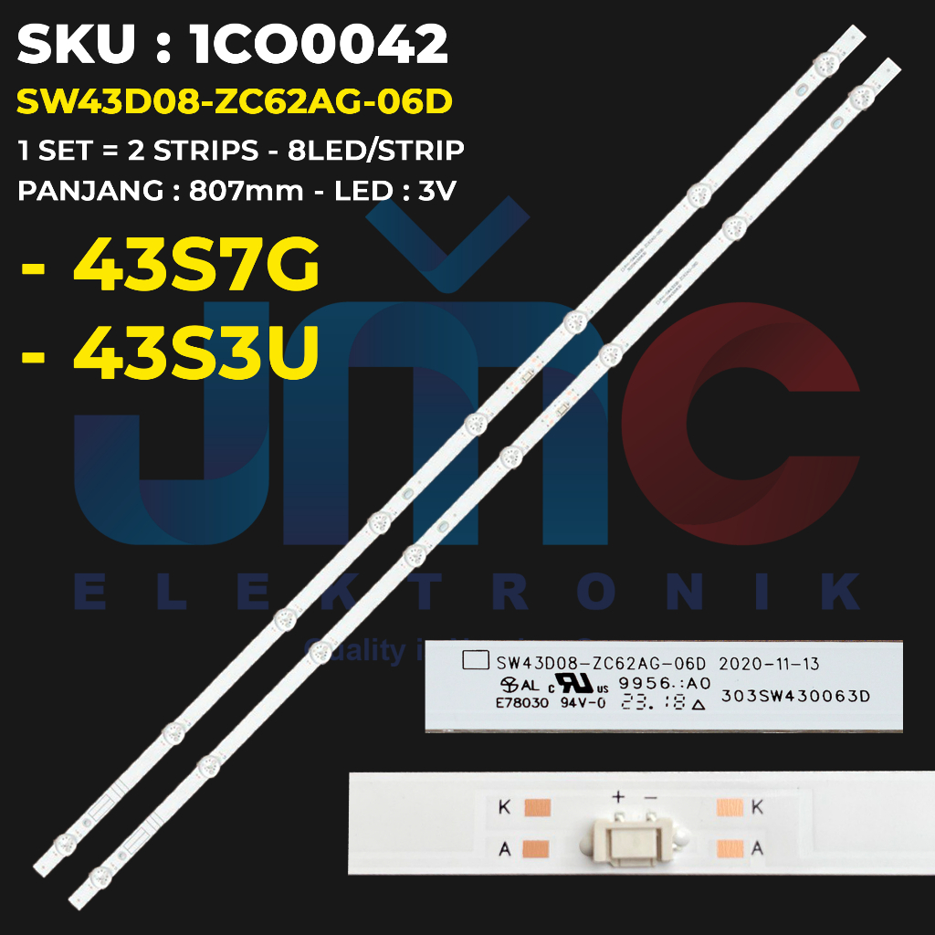 COOCAA 43 Inch TV Backlight 43S7G 43S3U 43S3G SW43D08-ZC62AG-06D ...