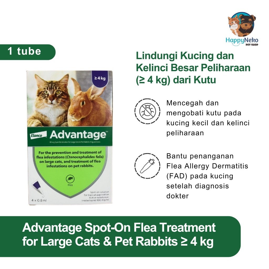 Image showcasing Advantage for Large Cat & Rabbit (above 4 kg) 1 Tube - Anti-Flea ...