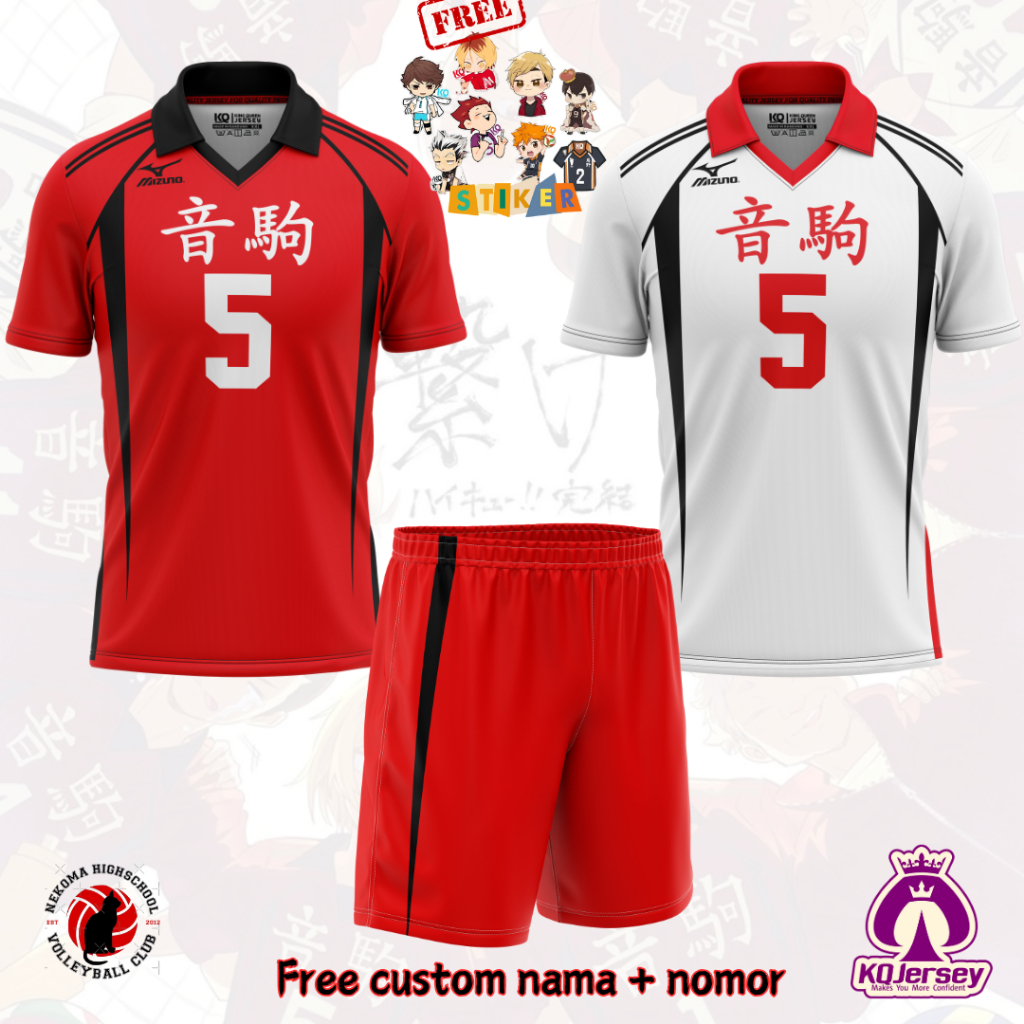 KQ Haikyuu Karasuno Team Jersey fullprint Anime Karasuno Adult Children  custom Back Name Haikyuu Karasuno Nekoma Anime T-shirt/ Baju Kenma KOzume