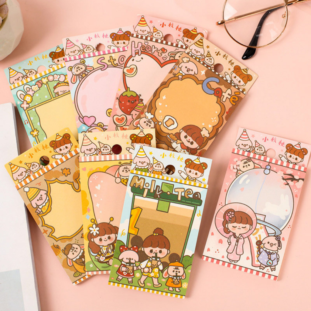 Little Walnut Girl Cute Sticky Notes - Memo Notes with Cute Cartoon ...