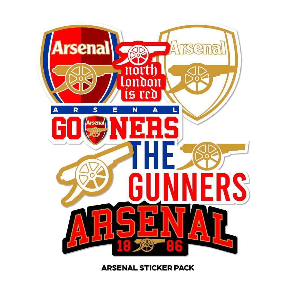Arsenal Sticker Pack Football Club The Gunners Vinyl Glossy Lamination ...