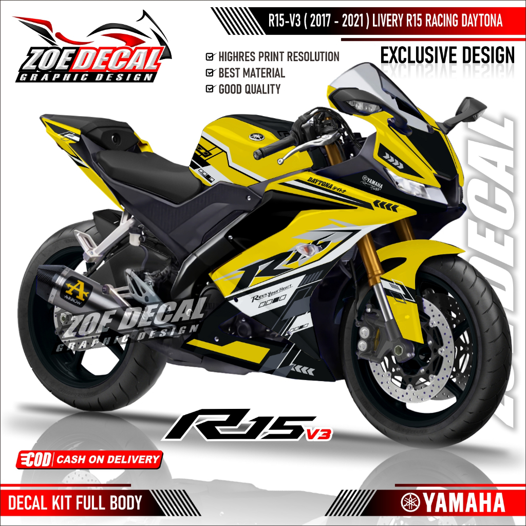 Latest Yamaha R15 Decal Full BodyV3 R15 RACING DAYTONA Motif | Shopee ...
