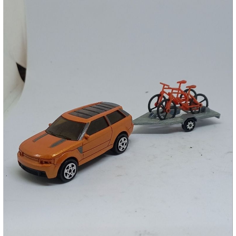 Majorette range rover stormer with bike trailer 1/61 loose diecast (t ...