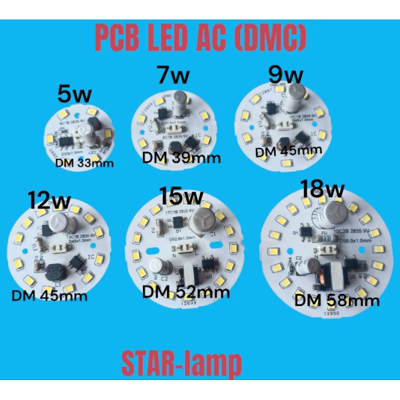 PCB LED AC (DMC) WAT 5W 7W 9W 12W 15W 18W | Shopee Philippines