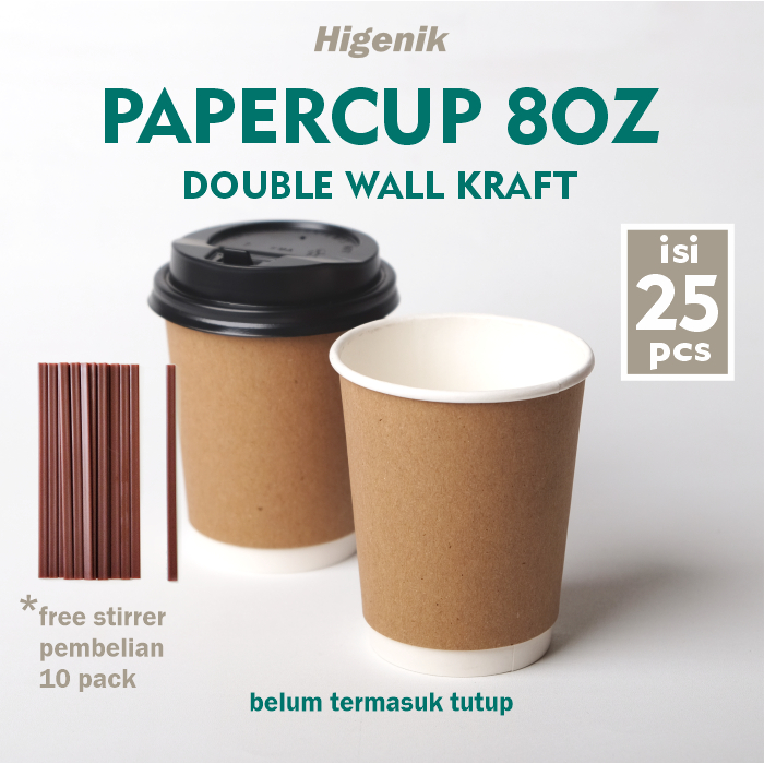 Papercup Double Wall Kraft 8 oz / Papercup Paper Cup 8oz | Shopee ...