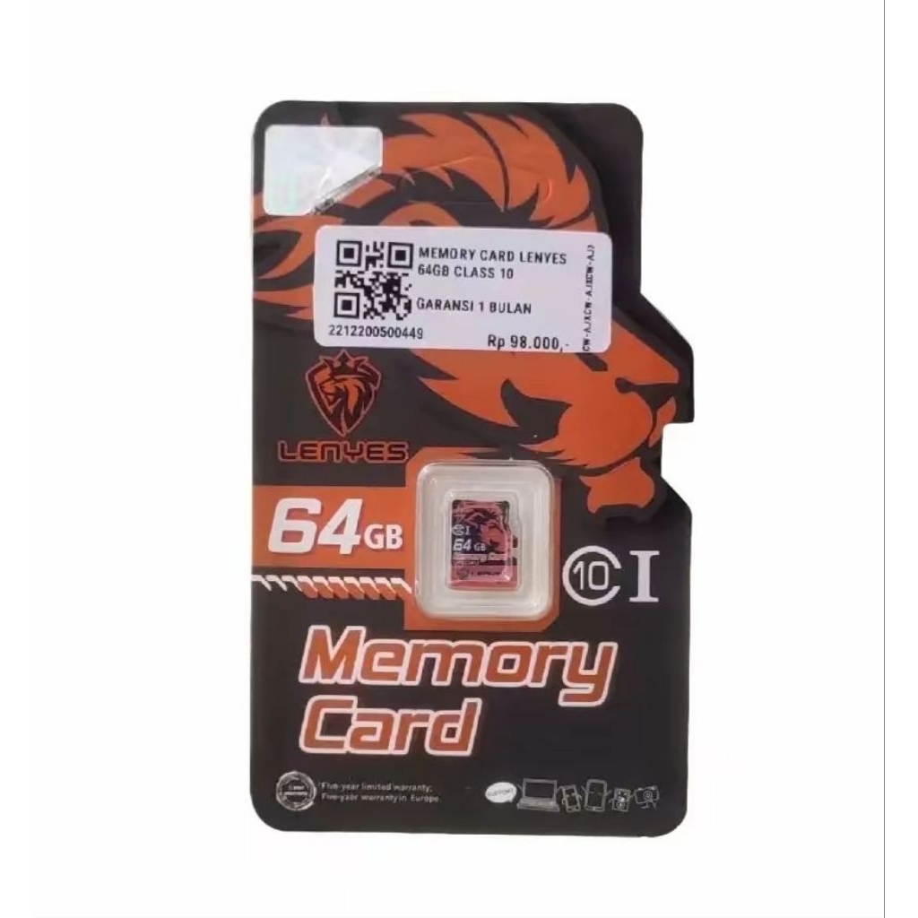 100% Original Lenyes 64GB Class 10 Memory Card for Mobile Phones and IP ...