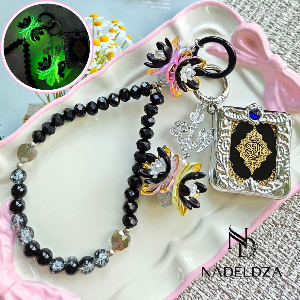 GANTUNGAN Nadeldza Mini Strap Chain Bag Charm Islamic Al-Quran Tasbih ...