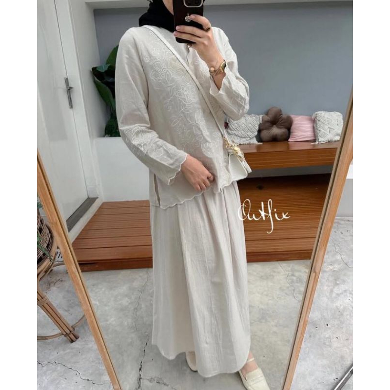 Zaleeka Linen Outfix Alderon Cream ML Set | Shopee Philippines