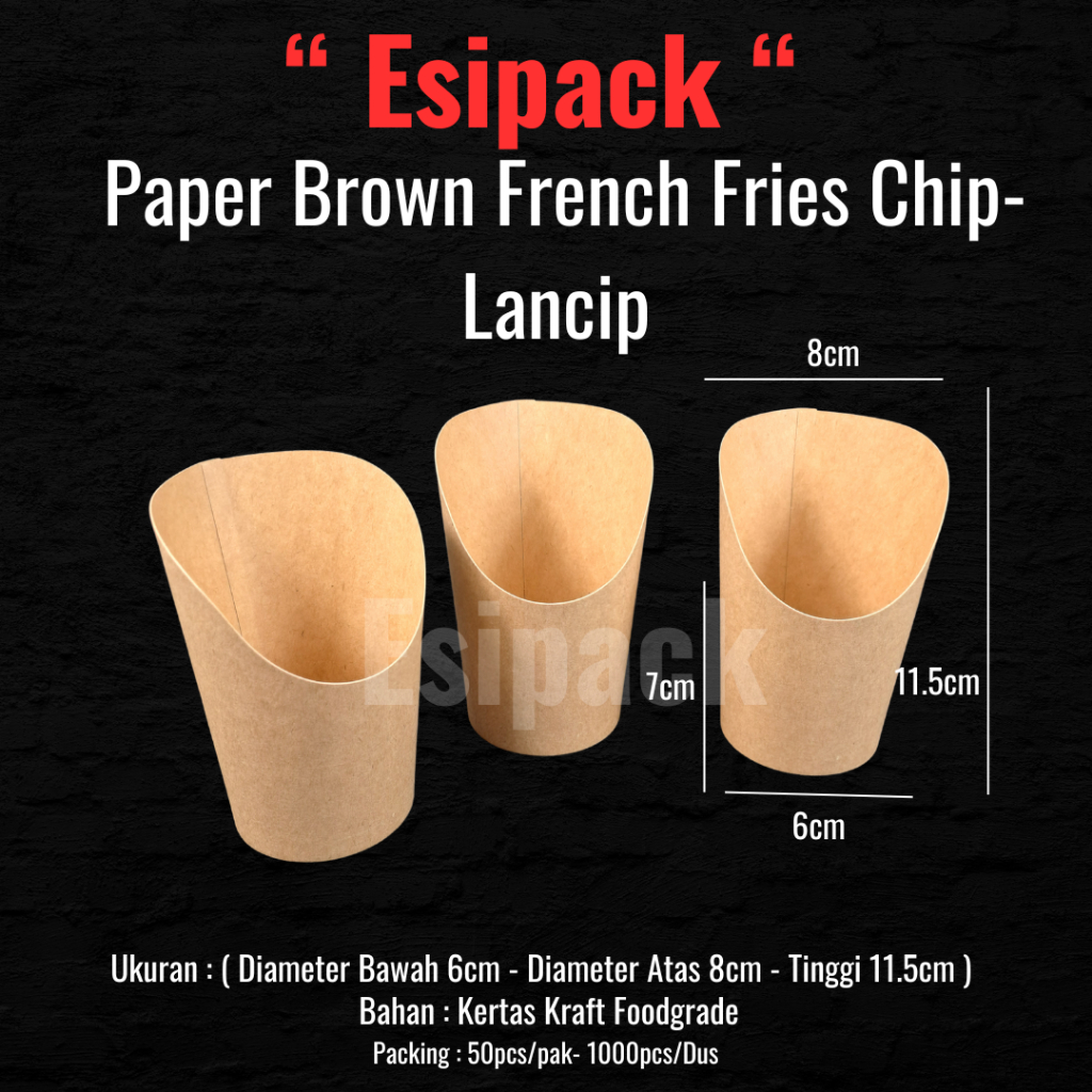 Paper Fries Cup Brown Kraft - Lunch Box, Snack Cup, Paper Cup (10pcs ...
