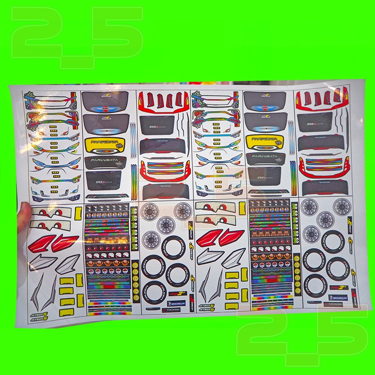 JB2 SR3 JB3 Miniature Bus Sticker JB 5 BATIK FLOWERS Glossy Laminated ...