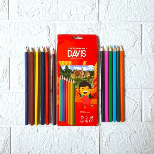 DAVIS COLOR PENCILS 12 COLORS | DAVIS COLOR PINSIL 12 PCS | Shopee ...