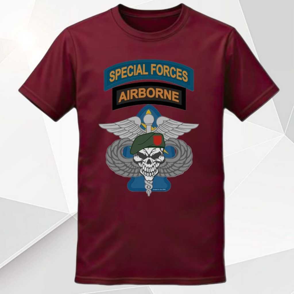 Distro Army Special Forces Airborne Skull Beret T-Shirt - Cool and ...