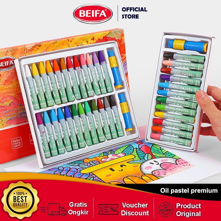 Beifa Oil Pastel 12 Colors DA100 – Premium Non-Toxic Crayons + Bonus ...