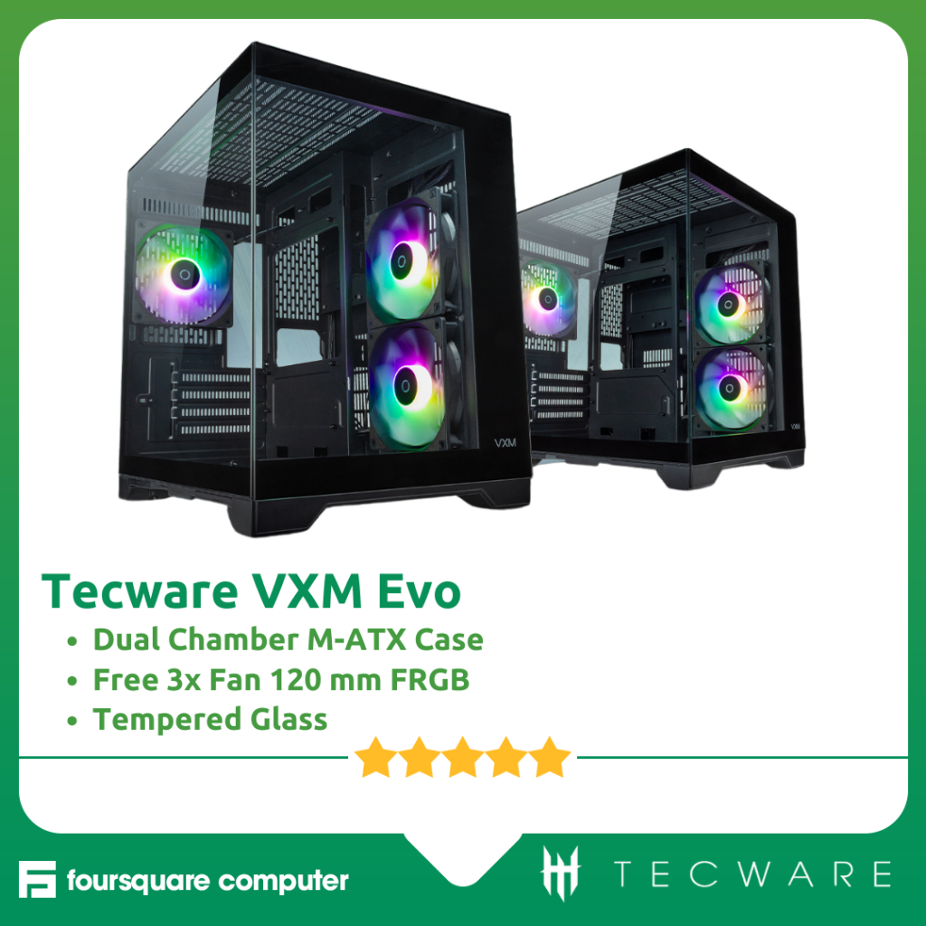 Tecware VXM Evo Dual Chamber PC Casing Micro ATX TG | Free CPU Case 3x ...
