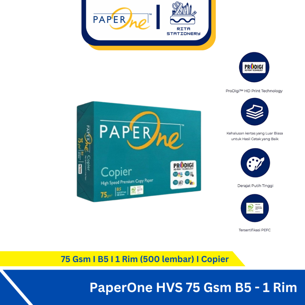 PaperOne HVS B5 Paper 75 Grams (NOT A4 SIZE) - 1 Ream contains 500 ...