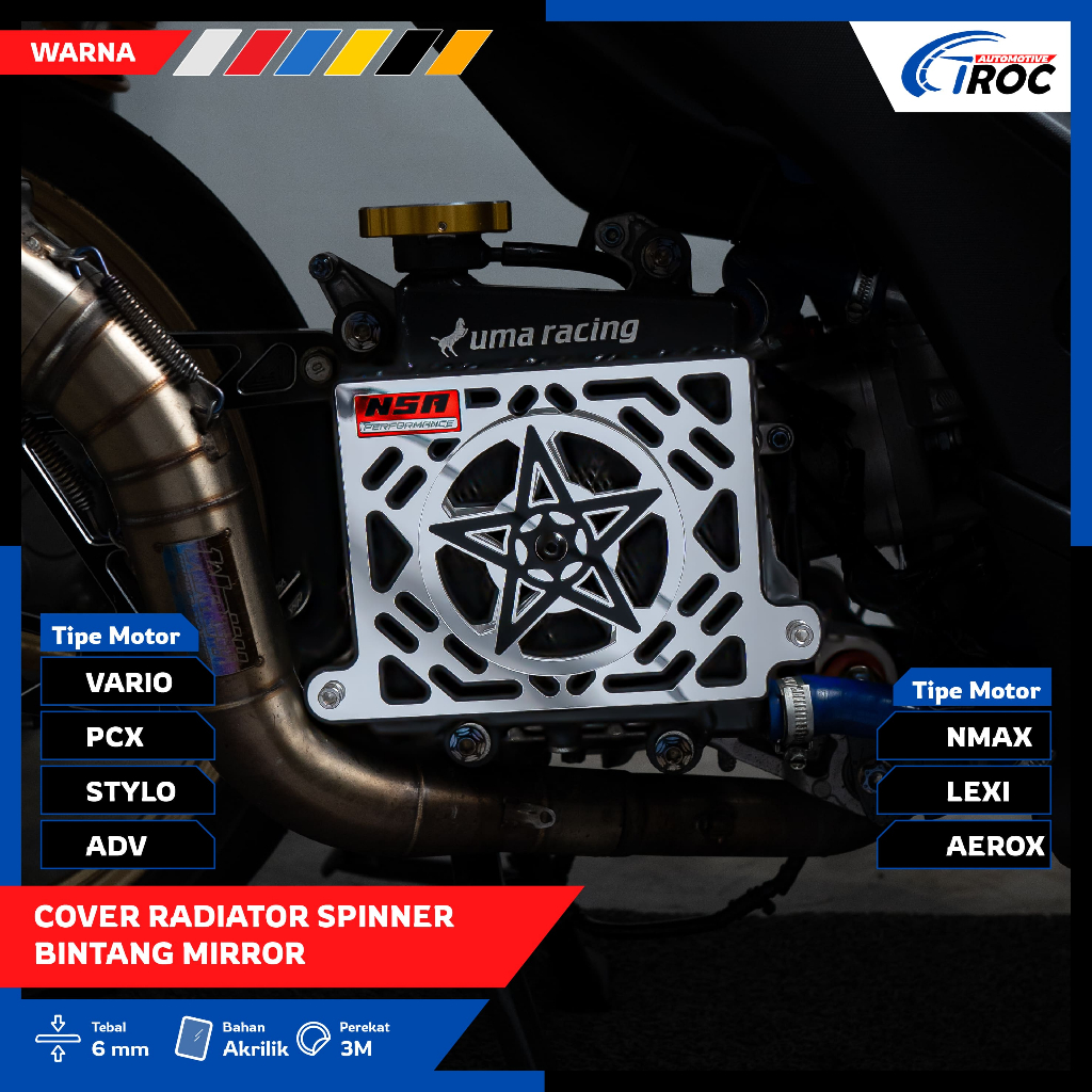 RADIATOR COVER SPINER BINTANG MIRROR VARIO PCX NMAX AEROX ADV LEXI ...