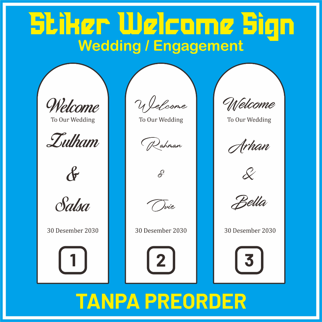 Welcome Sign Sticker 125cm x 40cm Wooden Acrylic Sticker Custom Wedding ...