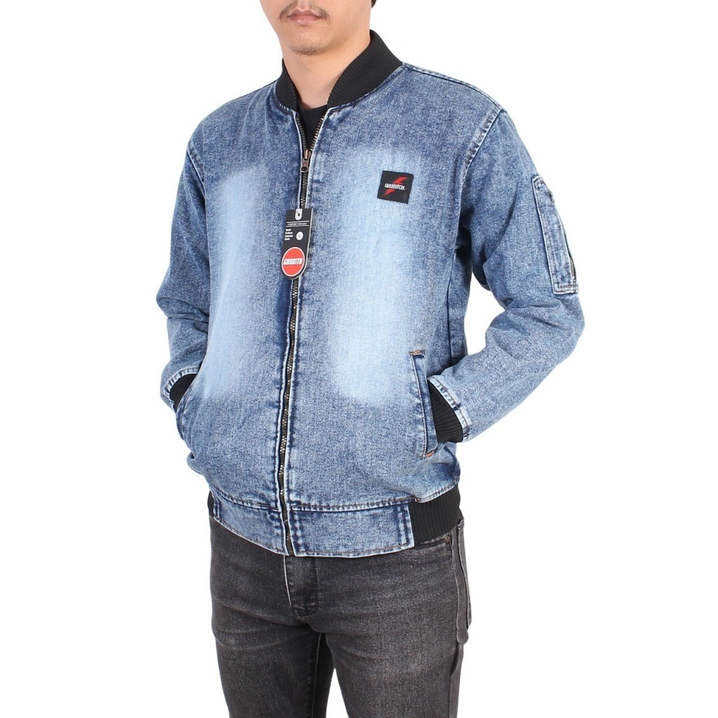 Bomber Jeans Jacket Men's Blue Premium Thick Denim Distro Ghubith ...
