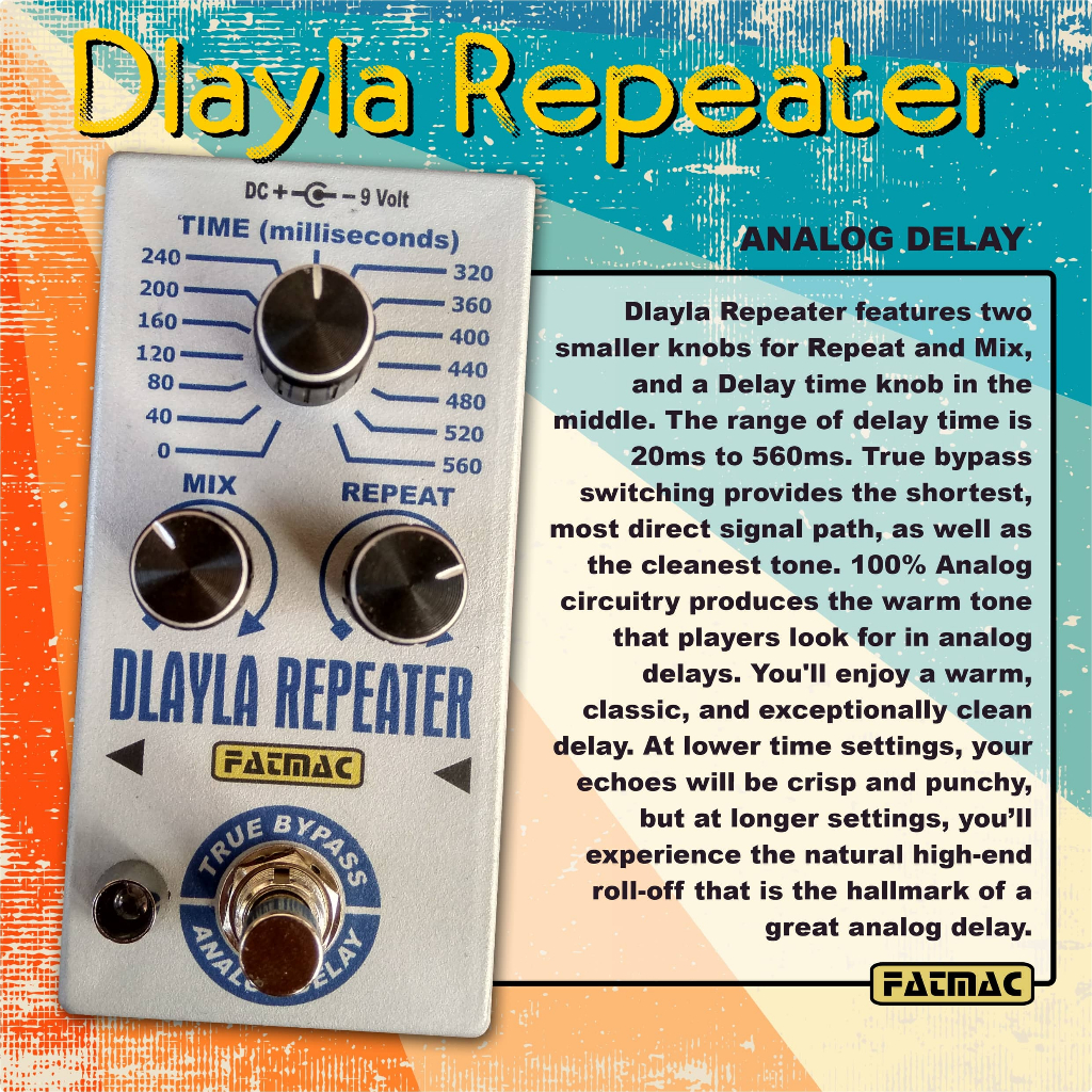 Fatmac Dlayla Repeater - Analog Delay (Guitar Effects Pedal, Guitar ...