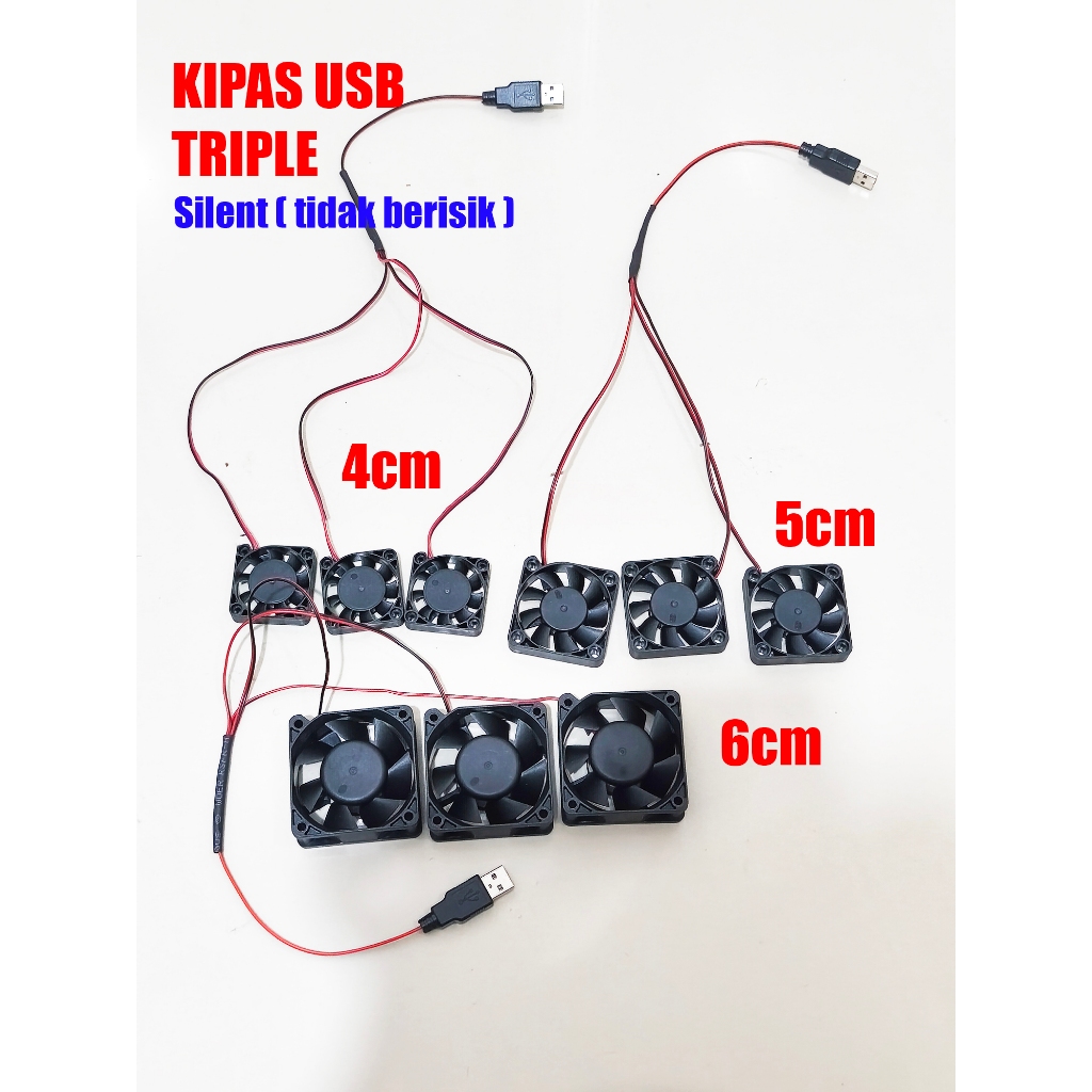 Triple usb fan 5v dc 6cm 5cm 4cm cooling coolerSilent 3 pcs fan vacuum ...
