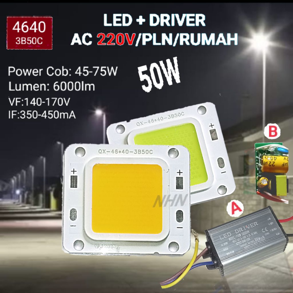 (50W LED only /+driver 220V AC/PLN house flip chip cob spare part PJU ...